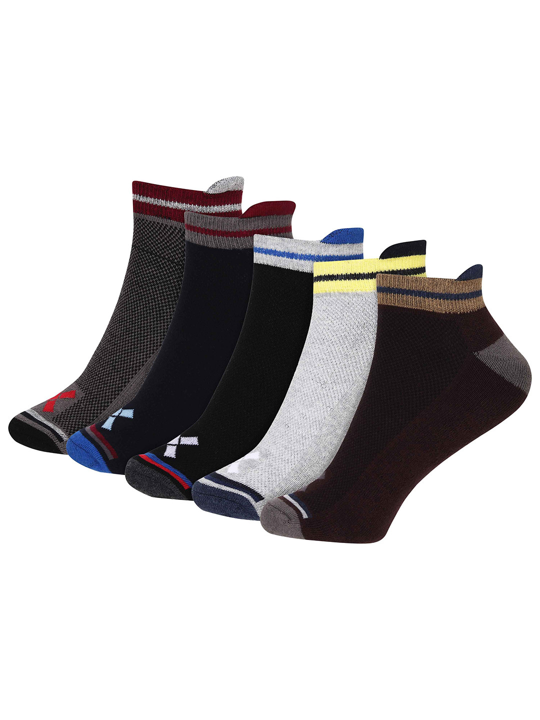 

HRX by Hrithik Roshan Pack Of 5 Patterned Ankle-Length Socks, Black