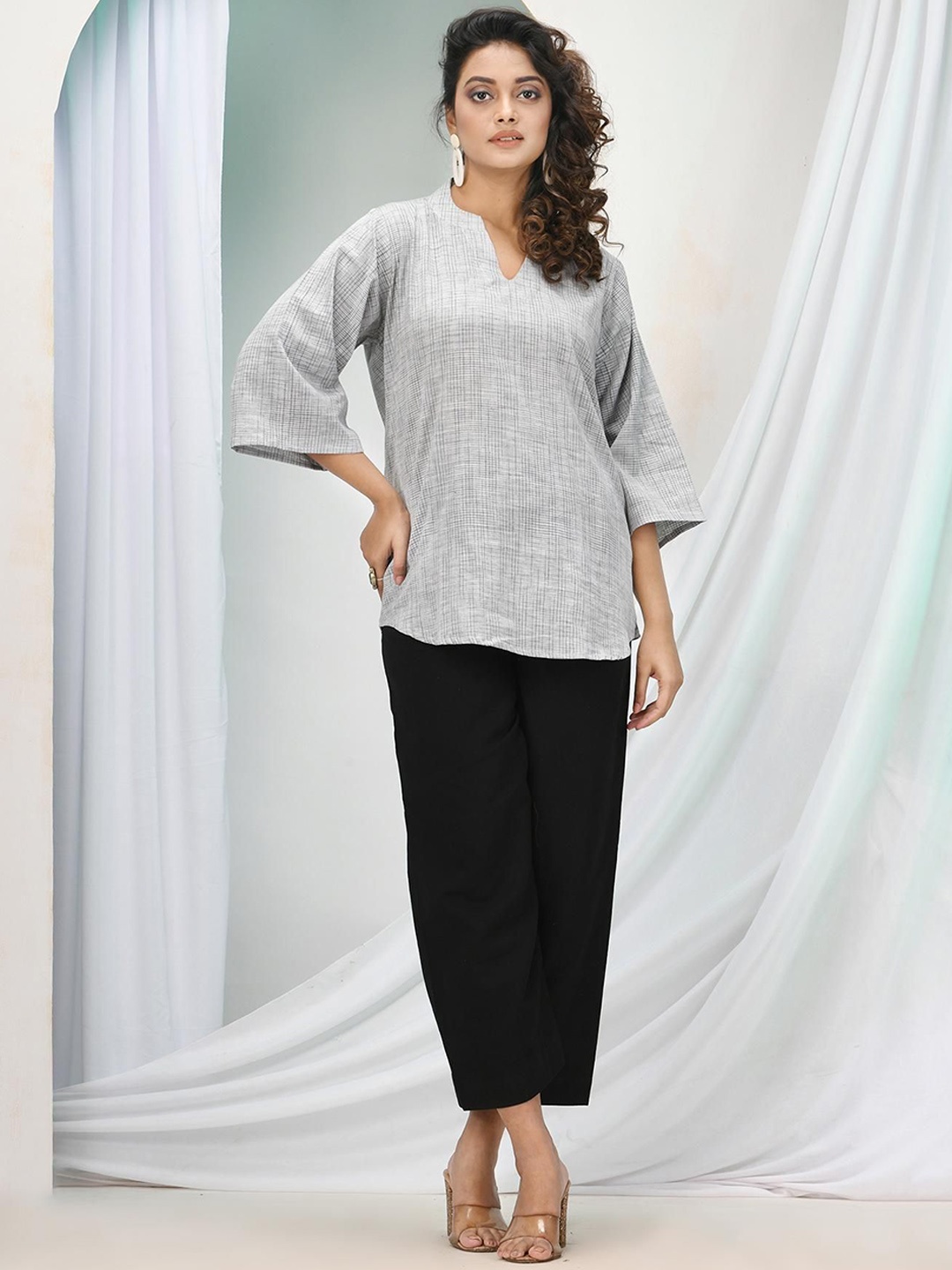 

Angoshobha Pure Cotton Top with Trousers, Silver