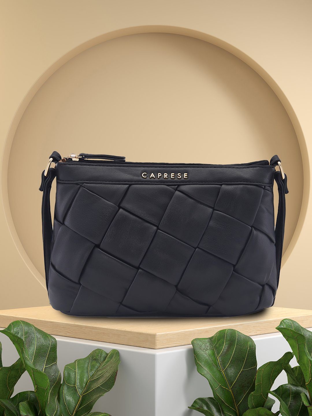 

Caprese PU Structured Handheld Bag with Quilted, Black