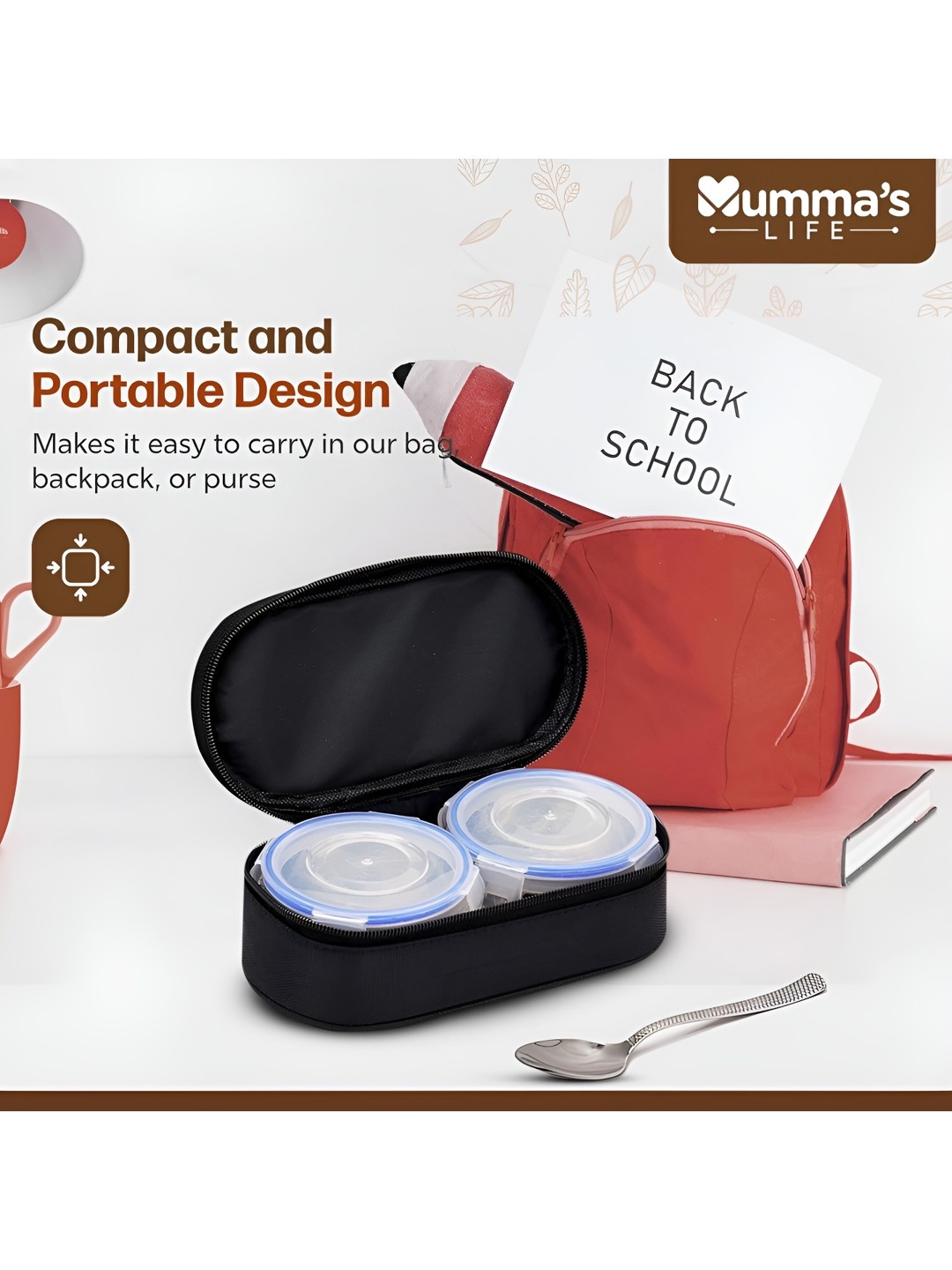 

Mumma's Life Black & Blue 3 Pieces Stainless Steel Lunch Box
