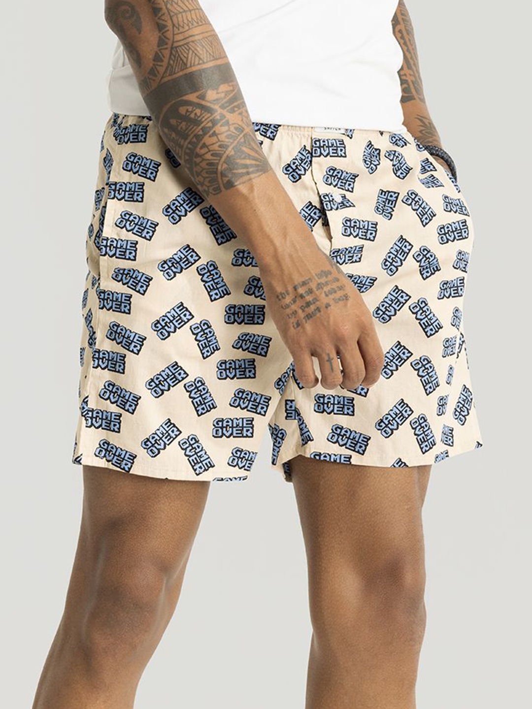 

Snitch Pure Cotton Printed Boxers 4MSBX9239-02-L, Cream