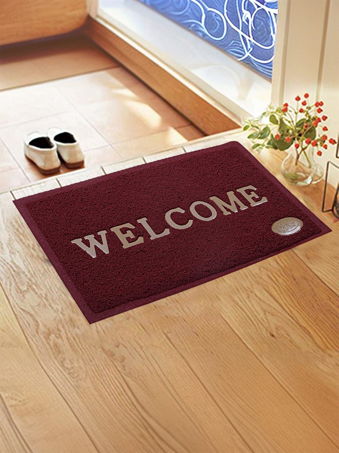 

Kuber Industries Maroon & Beige Welcome Pattern Doormat