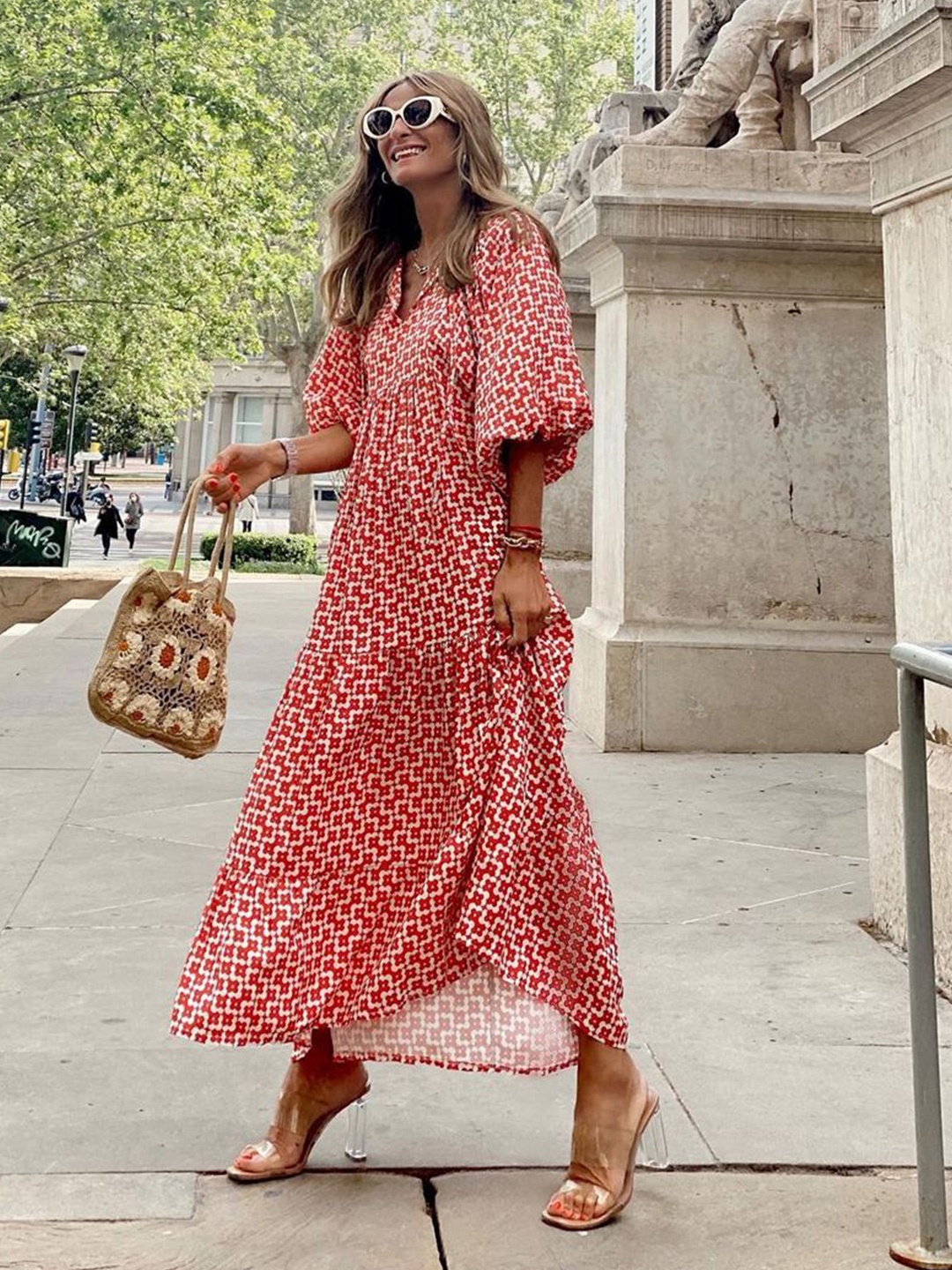 

StyleCast Printed Tiered Maxi Dress, Red