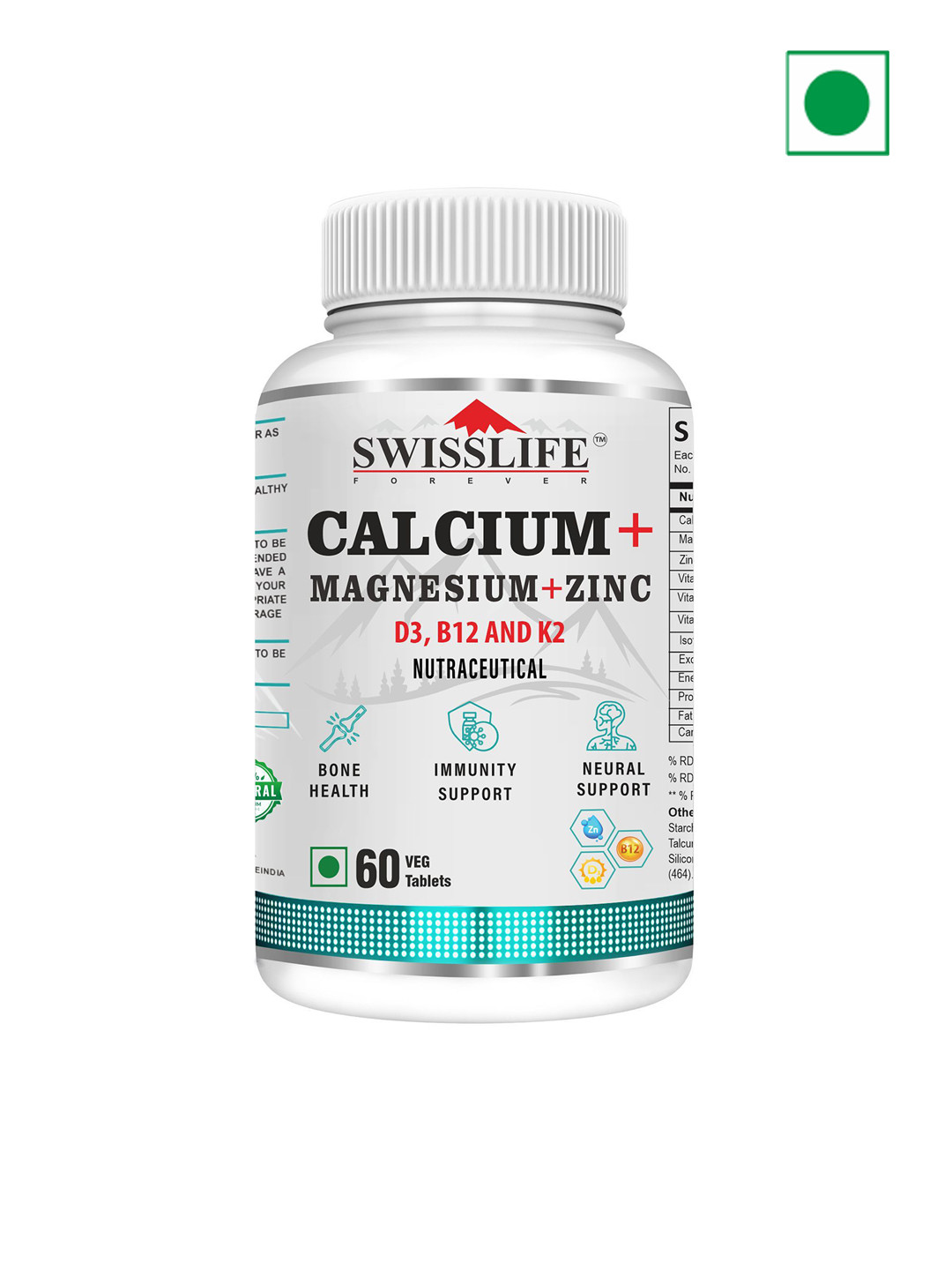 

Swisslife Forever Calcium Magnesium & Zinc Tablets - 60 Tablets, White