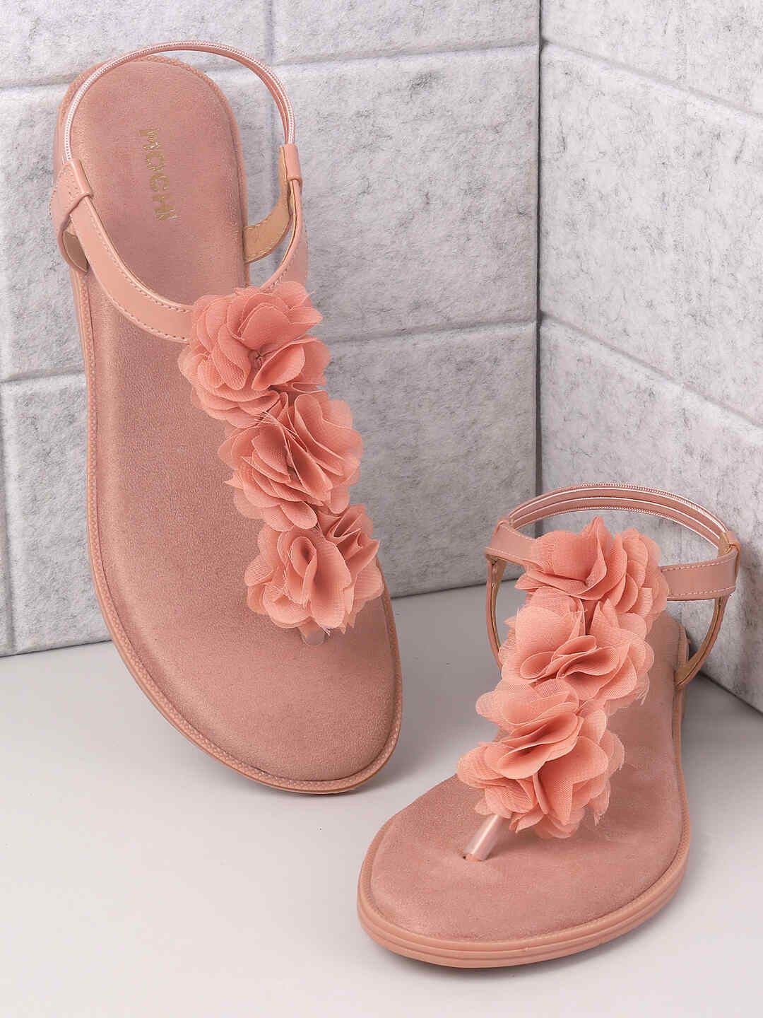 

Mochi Women Embellished T-Strap Flats, Pink