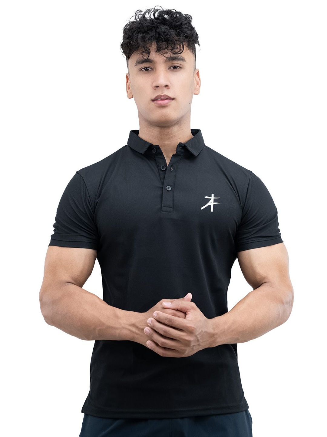 

Athflex Men Breathable Pique Polo Gym & Casual T-shirt, Black
