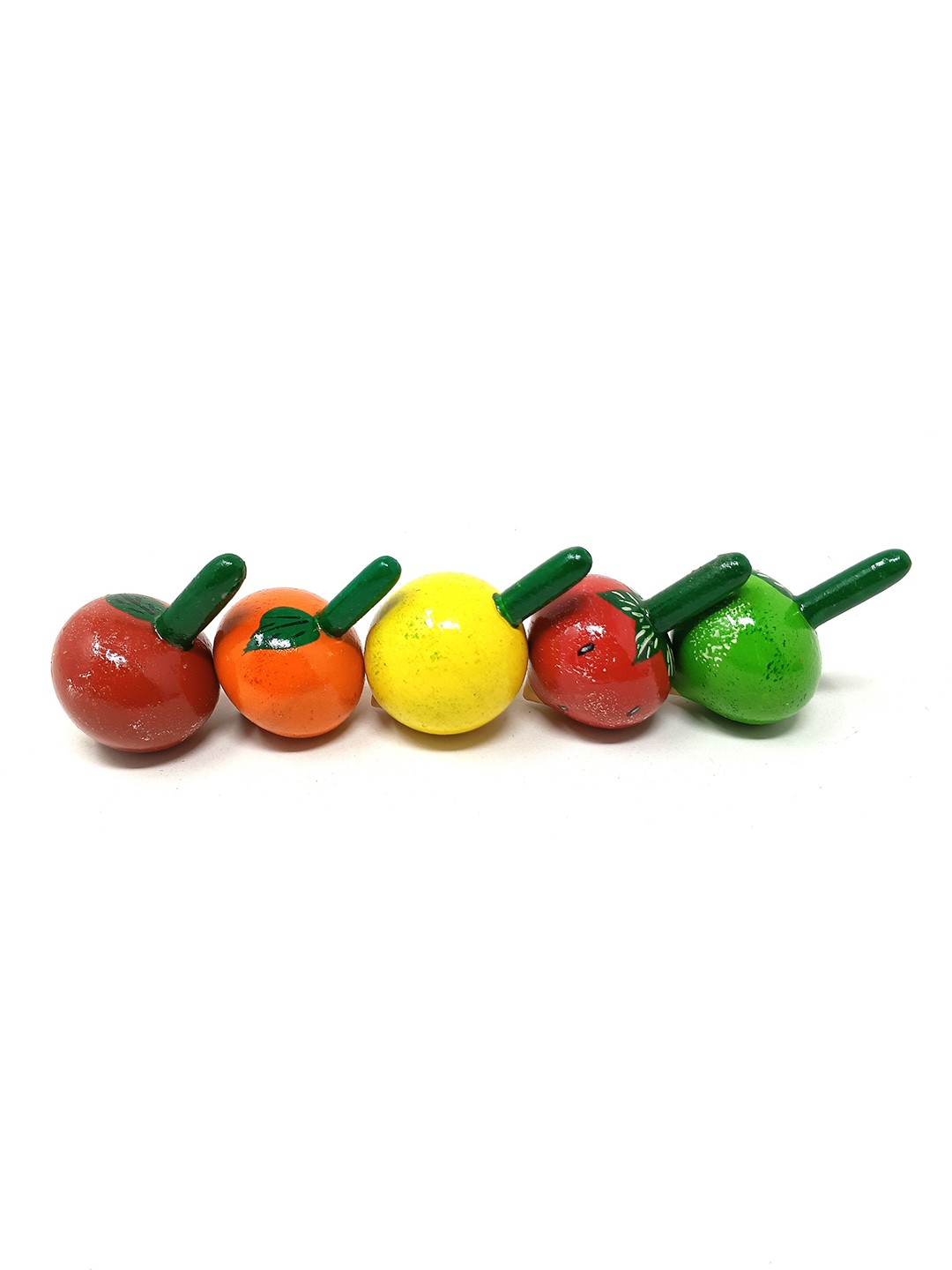 

A&A Kreative Box Set of 5 Wooden Fruit Spinning Tops, Yellow