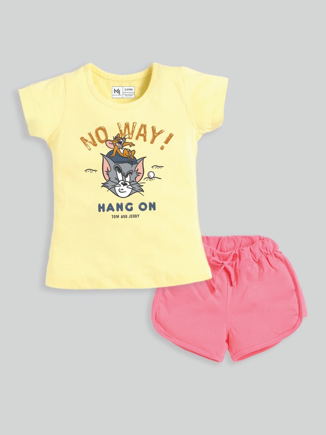 

YK X Minute Mirth Infant Girls Printed Pure Cotton Tshirt with Shorts, Yellow