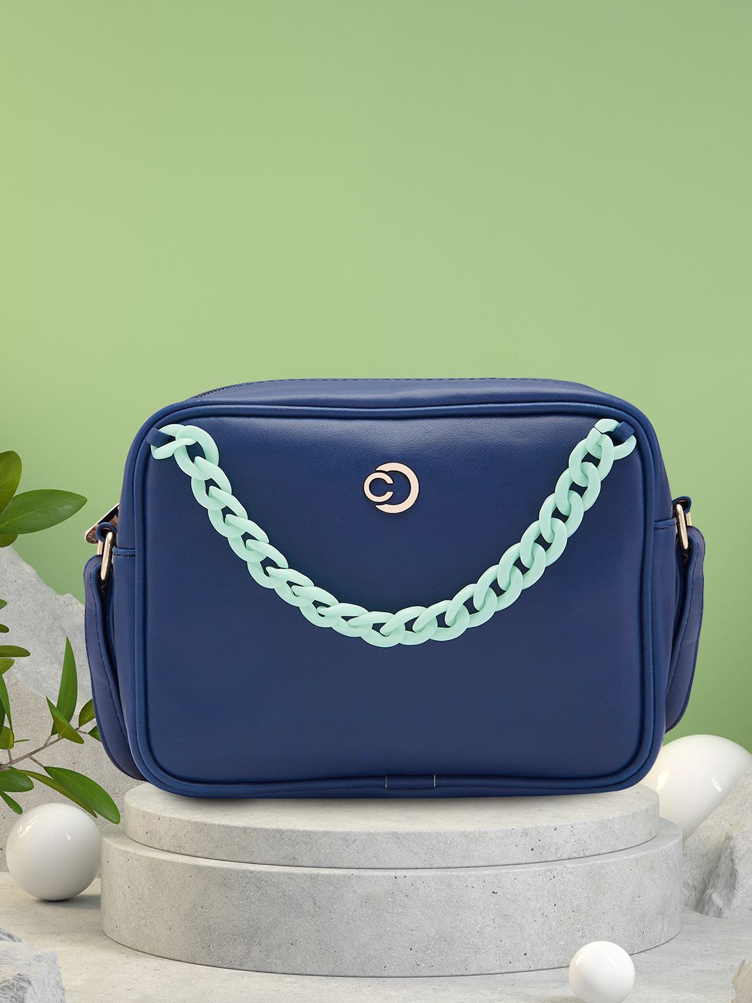 

Caprese PU Structured Sling Bag with Tasselled, Blue