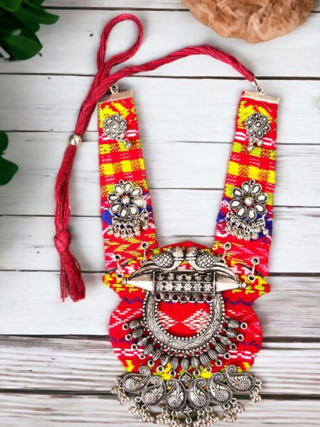 

VIVAZS German Silver Plated Oxidised Statement Necklace