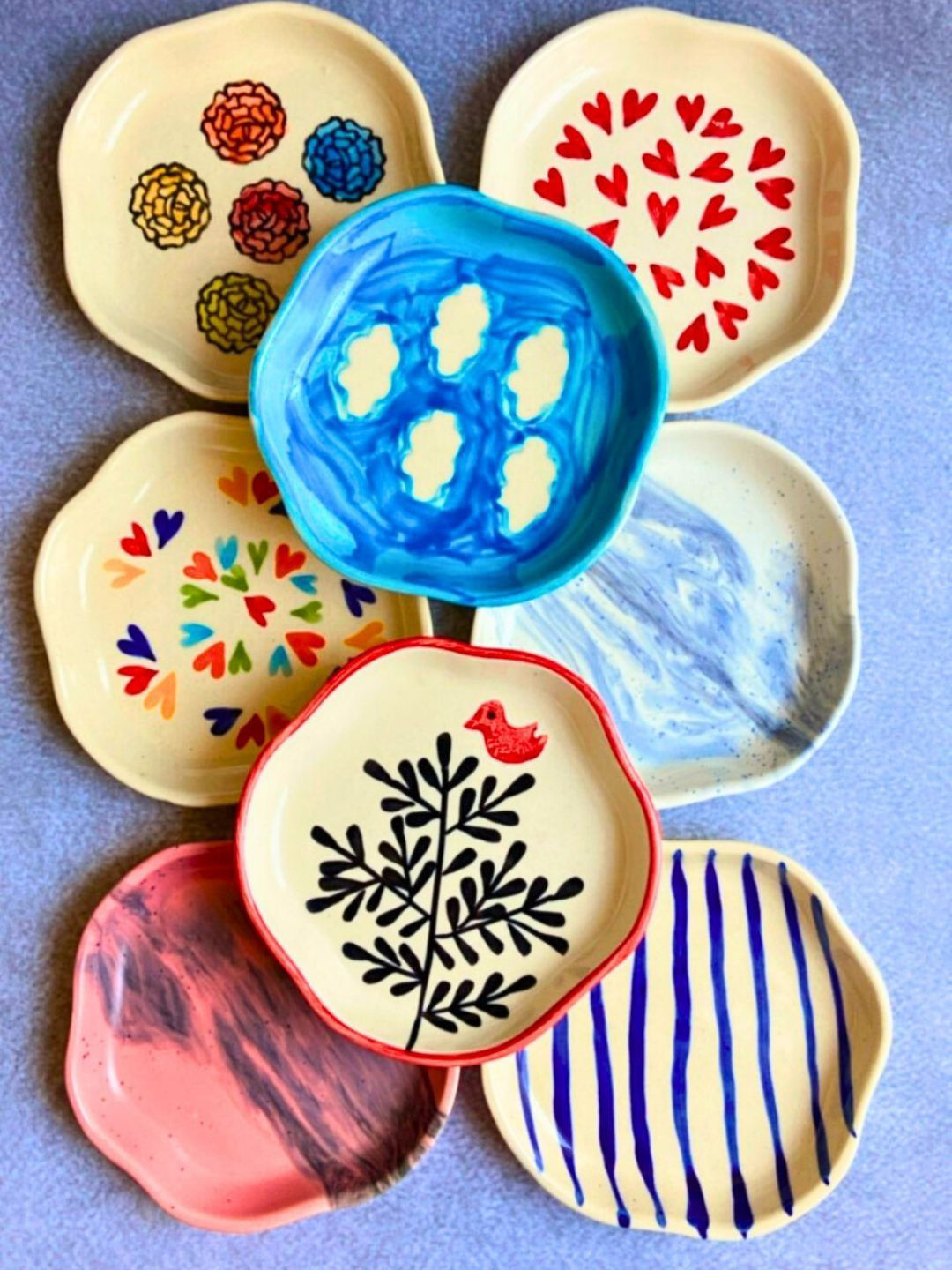 

WEAVING HOMES White & Blue 8 Pieces Printed Ceramic Dessert Plates