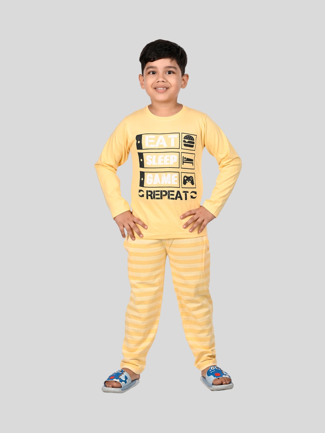 

Here&Now X Denikid Boys Printed T-shirt with Pyjamas, Yellow