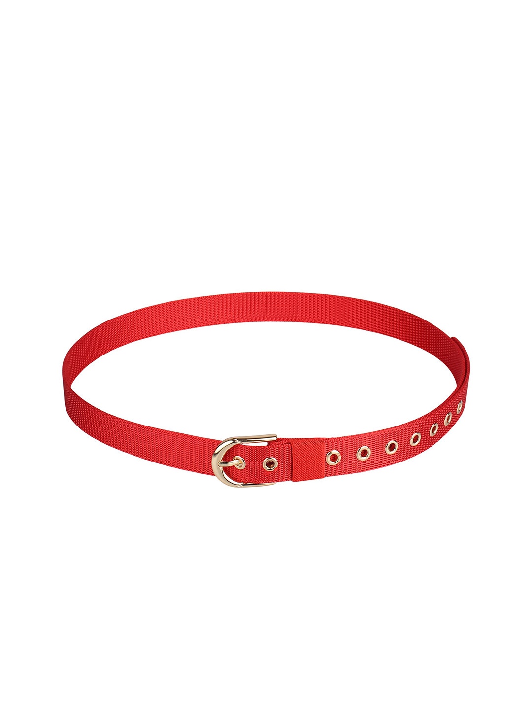 

WINSOME DEAL Women Tang Closure Textured Casual Belt, Red