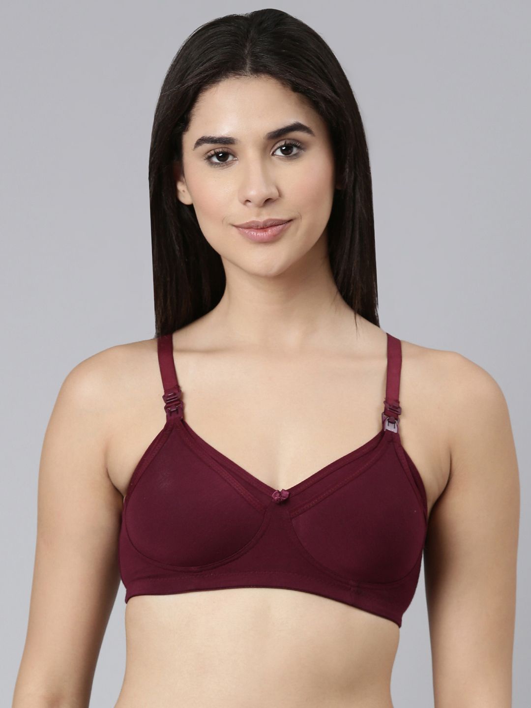 

THE MAMA KLUB Full Coverage Non Padded Bra, Burgundy