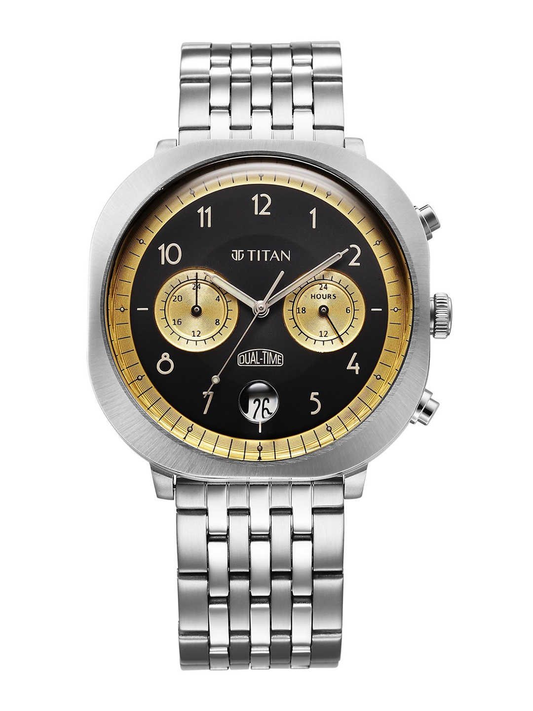 

Titan Men Embellished Dial & Bracelet Style Straps Analogue Watch 10022SM02, Black