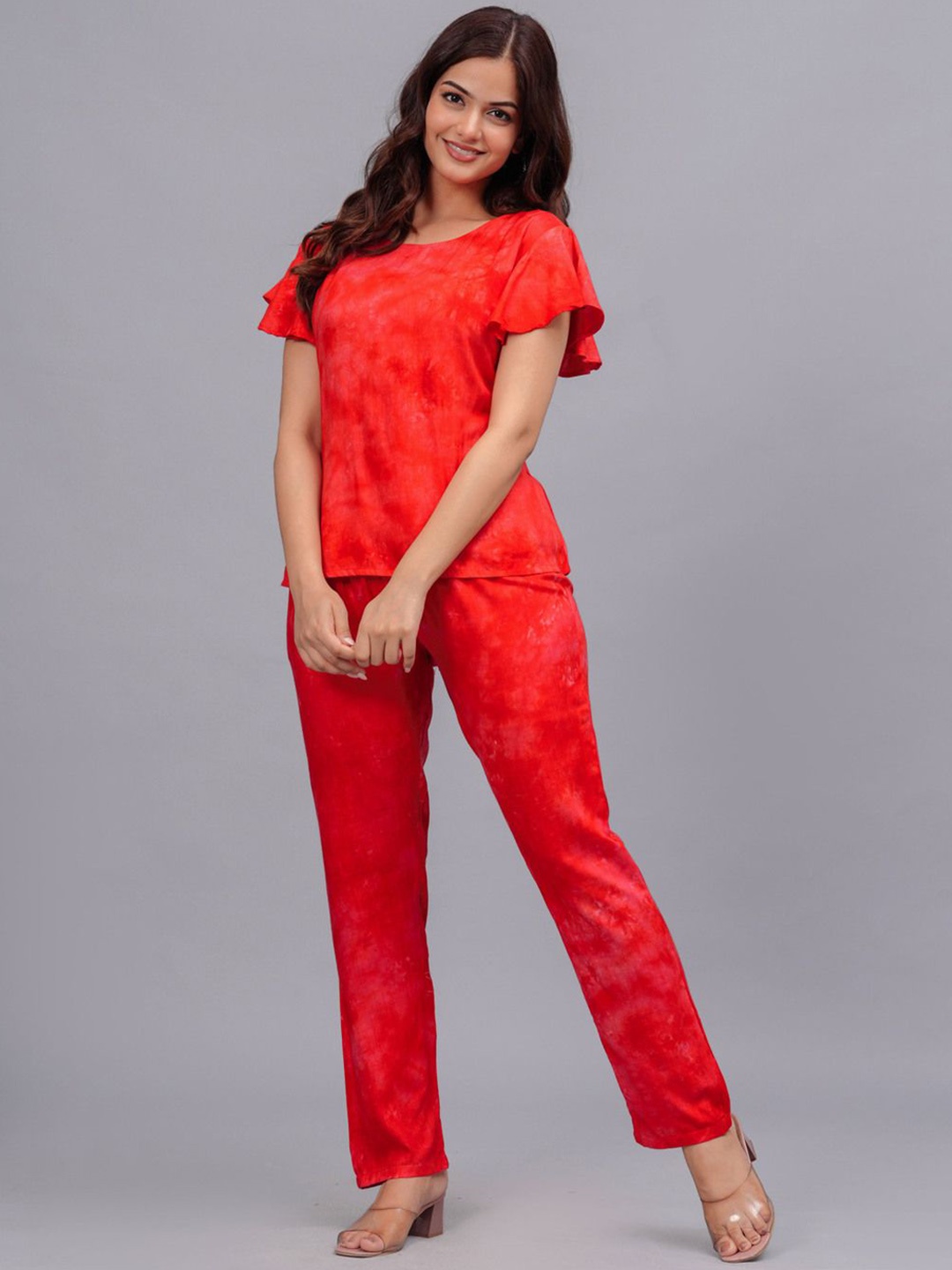 

Bachuu Printed Top With Trouser, Red
