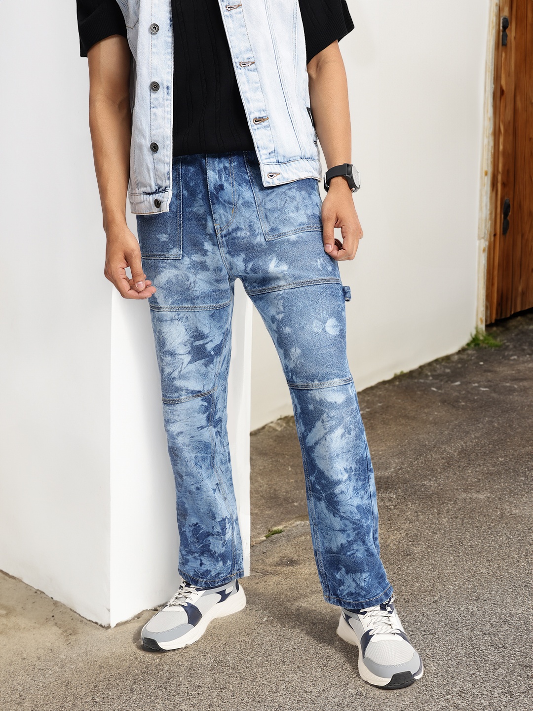 

Kook N Keech Men Paneled Washed Regular Fit Jeans, Blue