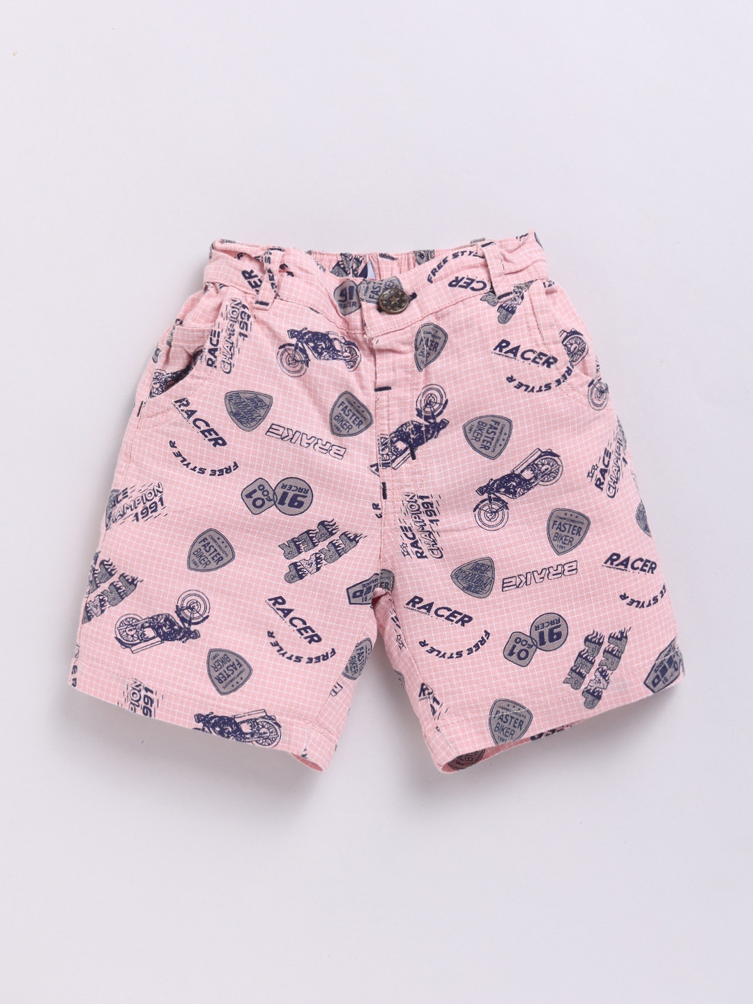 

Here&Now X Denikid Boys Typography Printed Pure Cotton Shorts, Pink