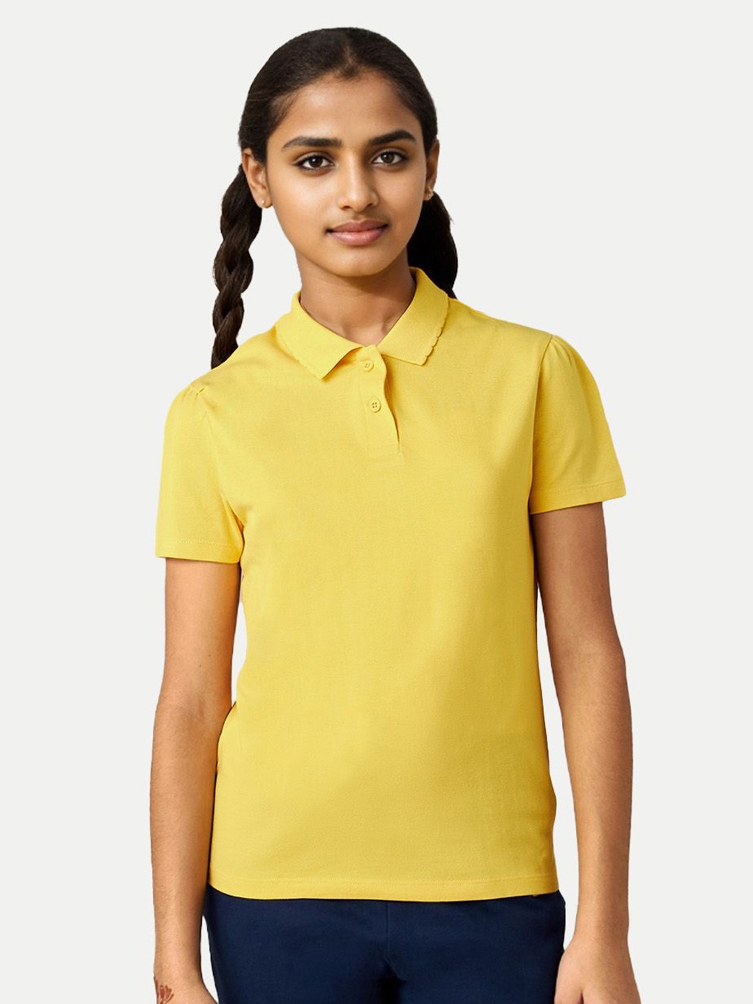 

BAESD Girls Solid Polo Collar T-shirt, Yellow