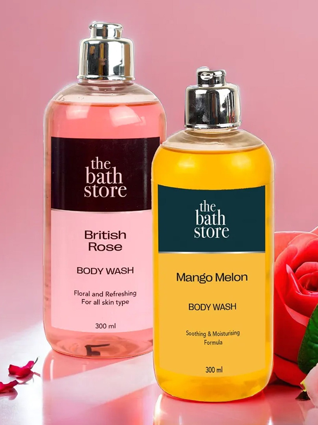 

The Bath Store Mango Melon & British Rose Body Wash - 300ml Each, Pink