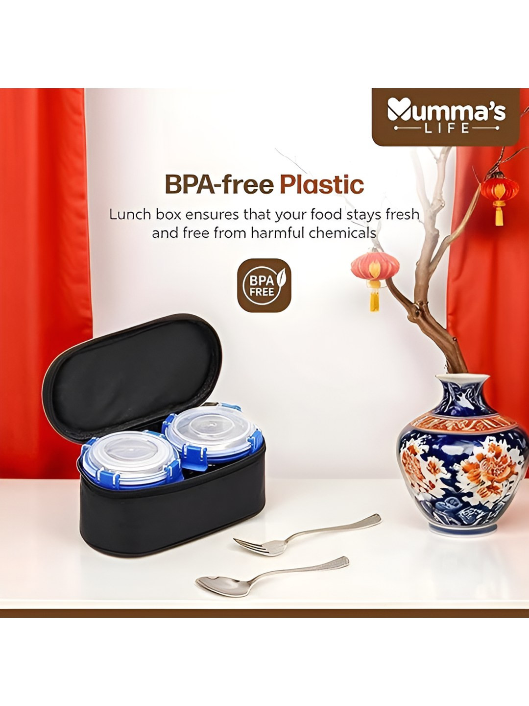 

Mumma's LIFE Black & Blue Stainless Steel Lunch Box 280 ml