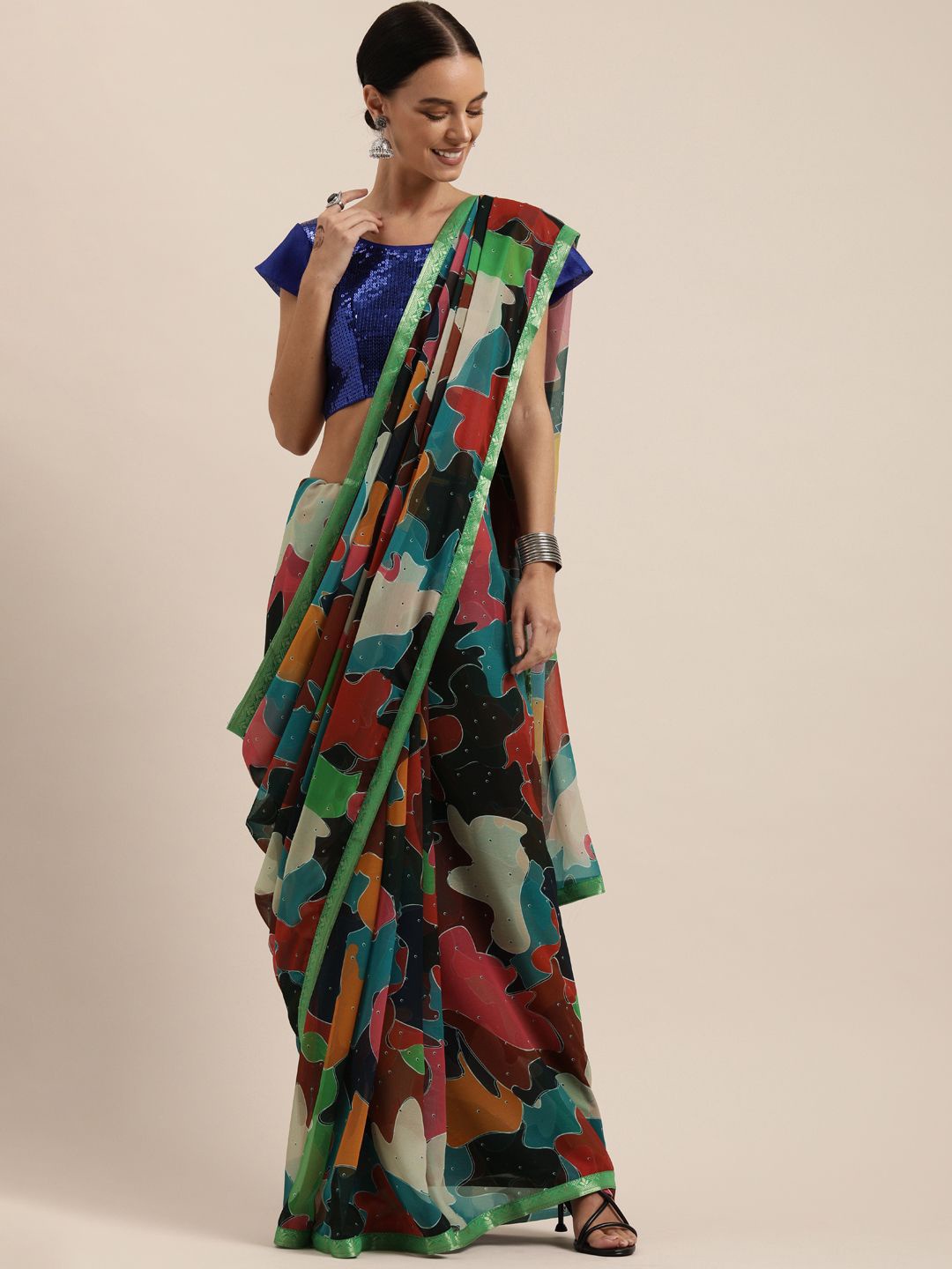 

Somras Leheriya Embroidered Pure Georgette Saree, Multi