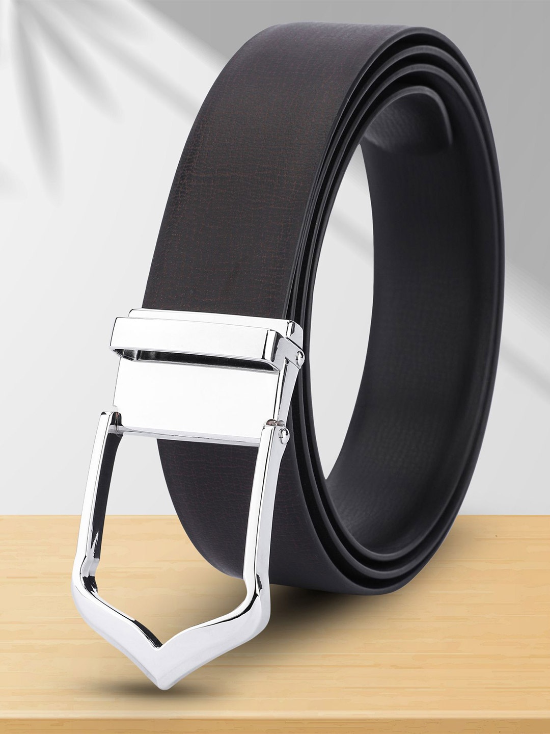 

WINSOME DEAL Men Slider Buckle Closure Textured Formal Belt, Black