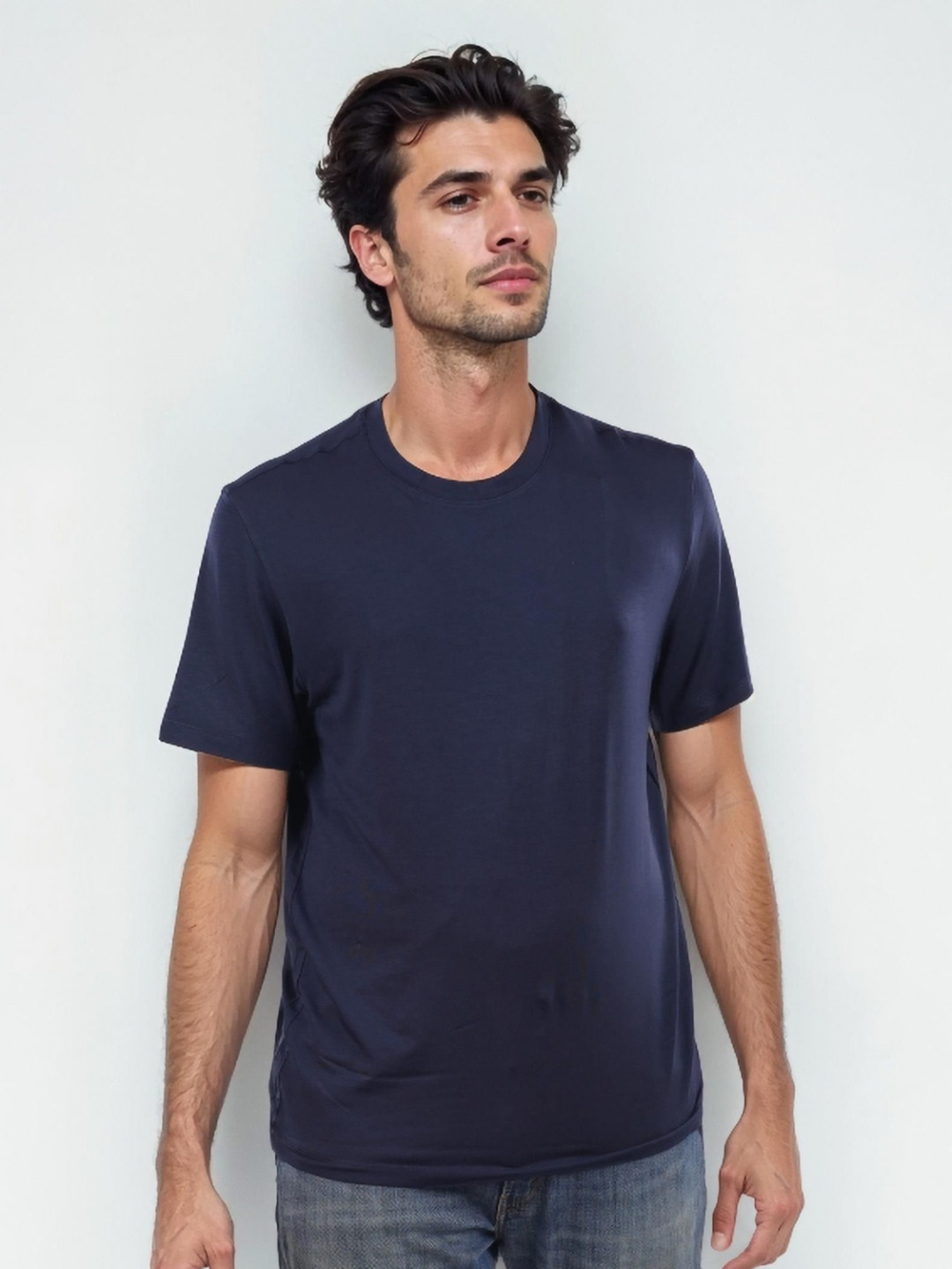 

Celio Men Solid Round Neck Cotton T-Shirt, Navy blue