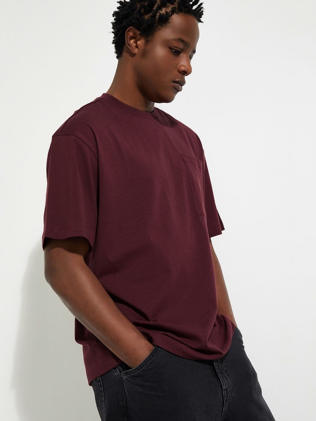 

max URB_N Men Oversized Solid T-shirt, Purple