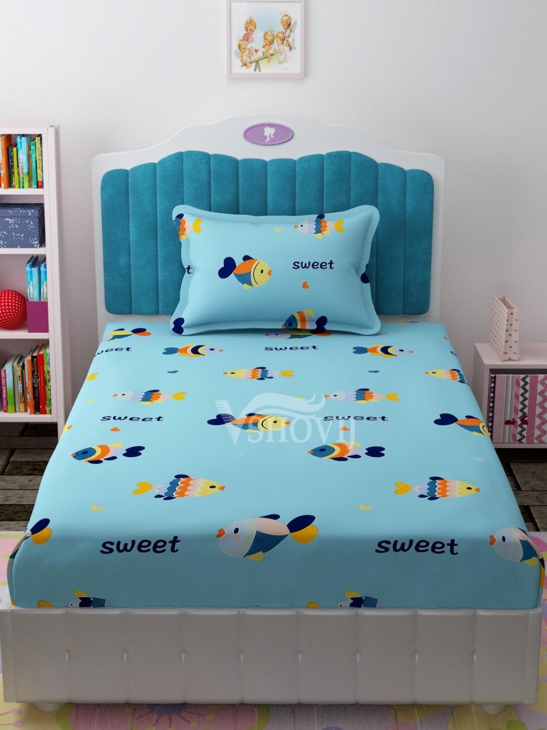 

Innovative Edge Blue & Yellow Cotton 160 TC Abstract Single Bedsheet with 1 Pillow Cover