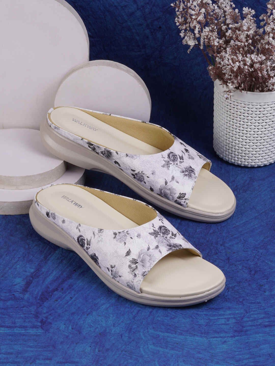 

WALKWAY by Metro Women Floral Wedges Mules, Silver