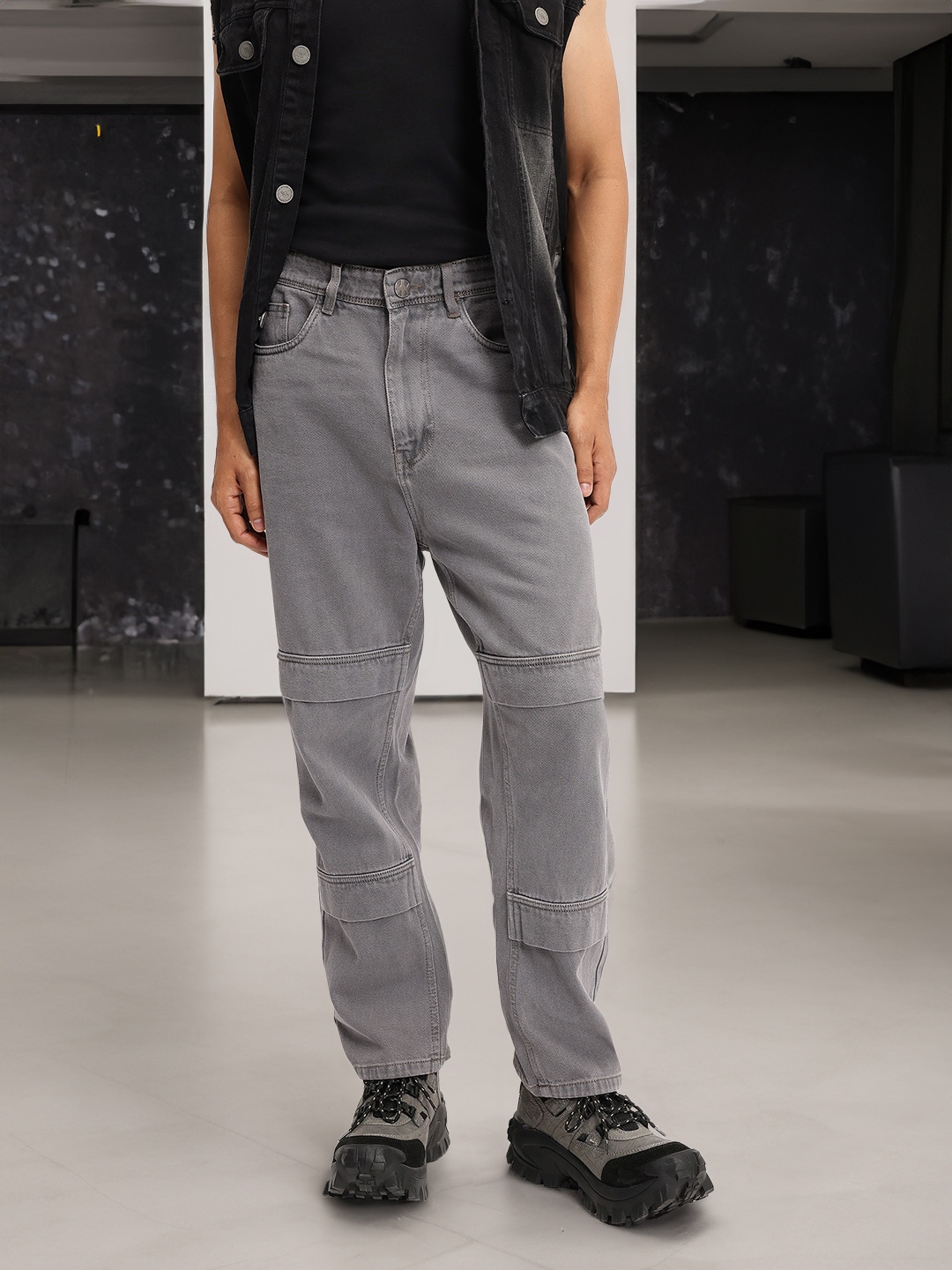

Kook N Keech Men UtilityCore Pure Cotton Relaxed Jeans, Grey