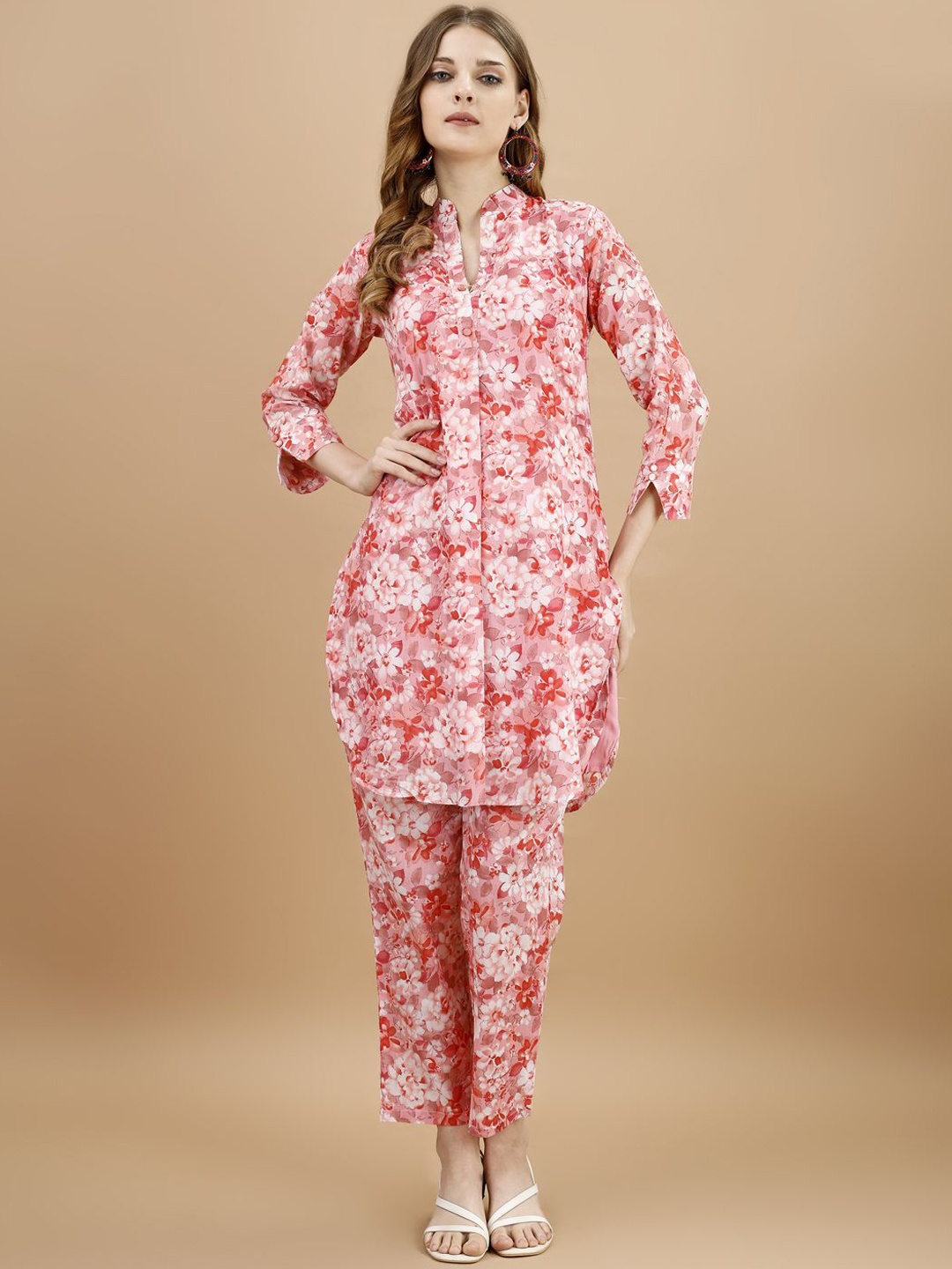 

Tikhi Imli Floral Printed Pure Cotton Tunic With Trouser, Pink