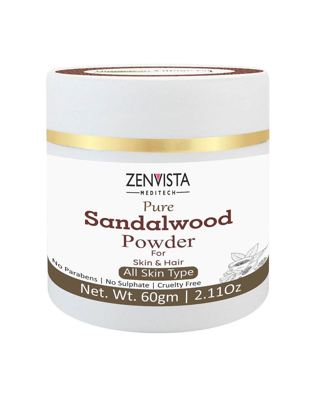 

Zenvista Pure Sandalwood Powder For Skin & Hair - 60g, White