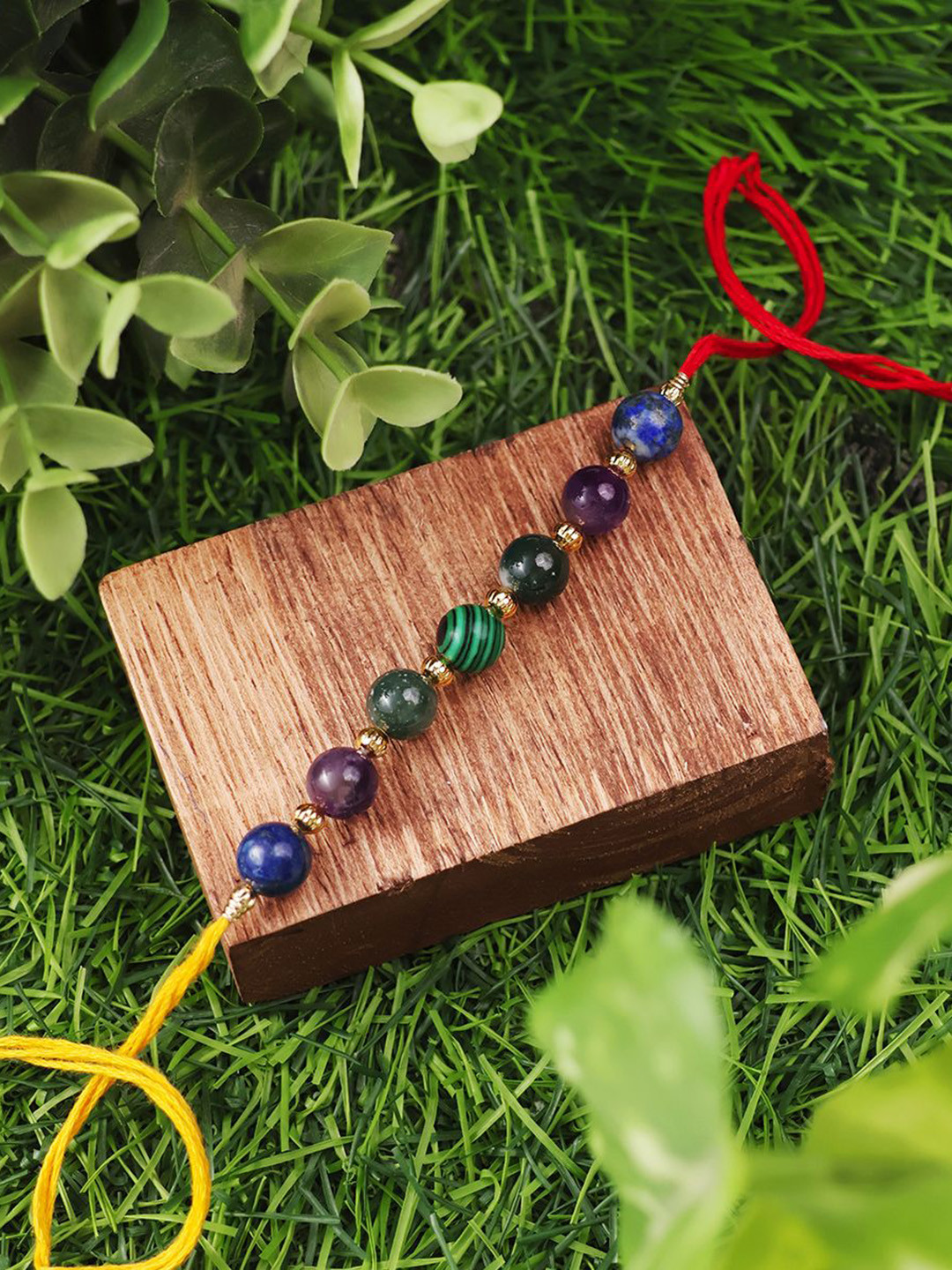 

Shubhanjali Beaded Thread Rakhi With Roli Chawal & Greeting Card, Red