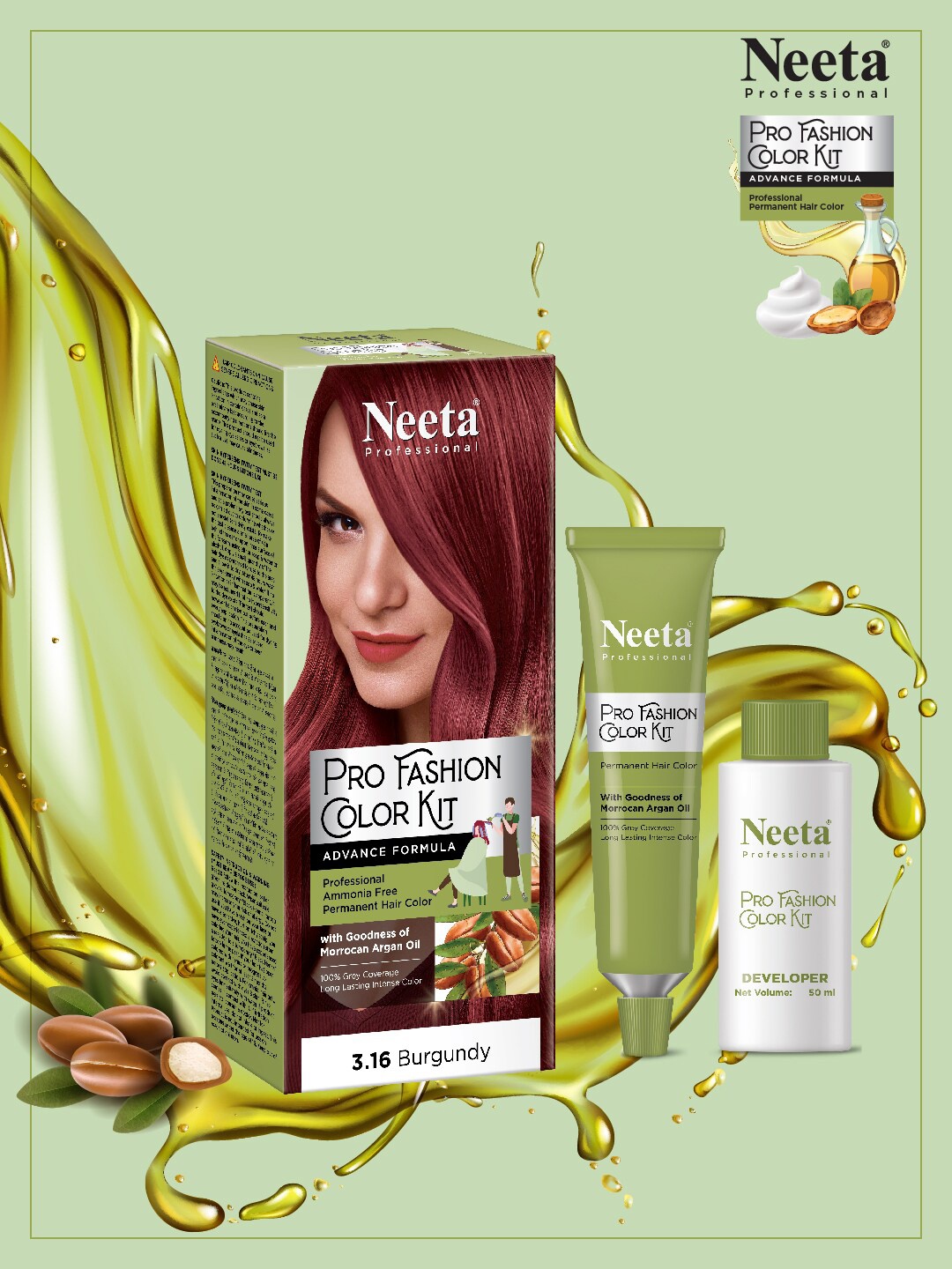 

Neeta Professional Pro Fashion Permanent Hair Color Kit 100g - Burgundy 3.16