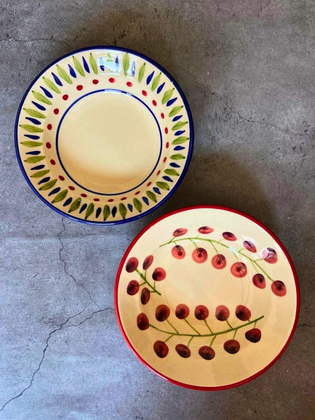 

WEAVING HOMES Cream & Blue 2vPieces Printed Glossy Pasta Plate