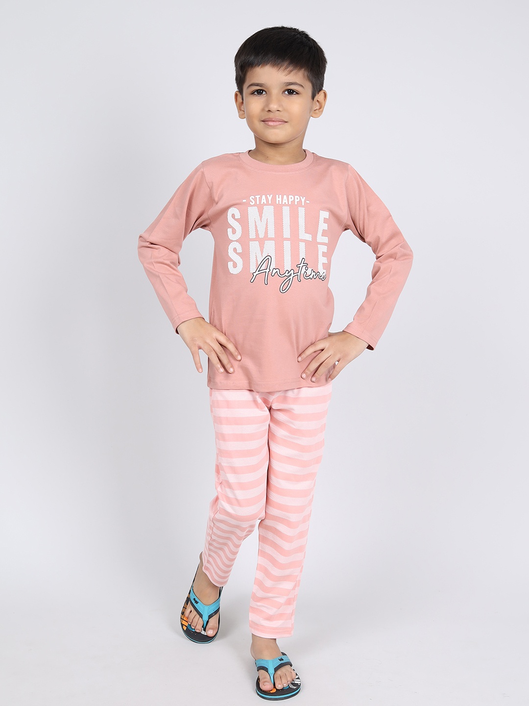 

Here&Now X Denikid Boys Printed Pure Cotton T-shirt with Pyjamas, Coral
