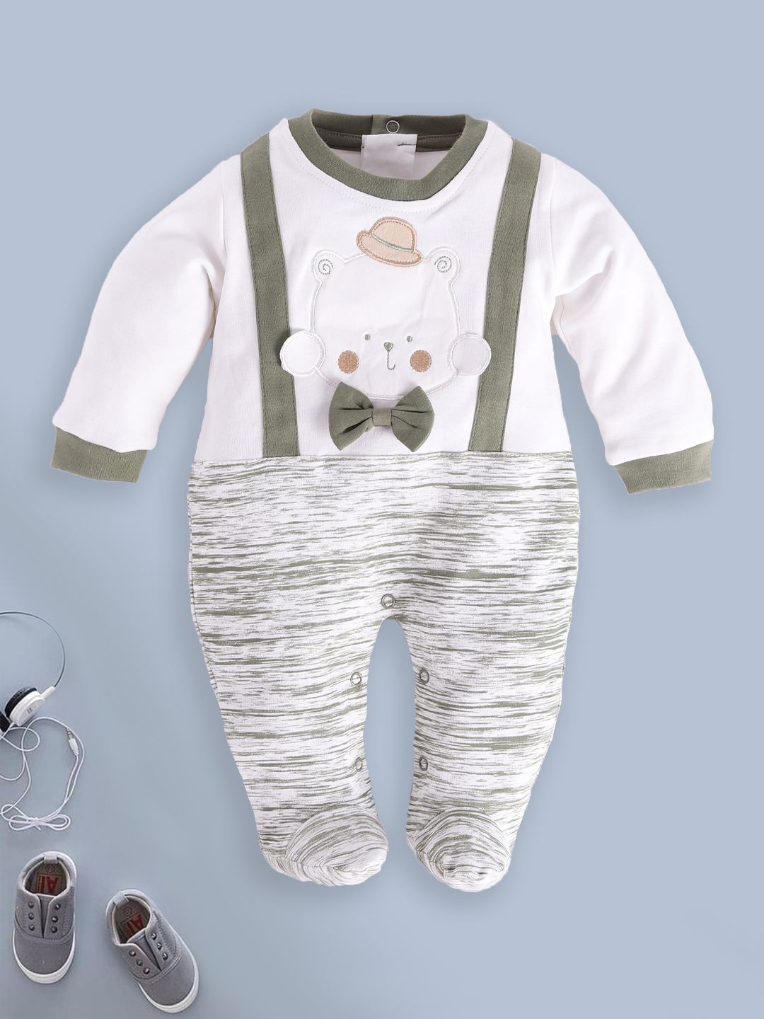 

BABY GO Infants Printed Cotton Romper, White