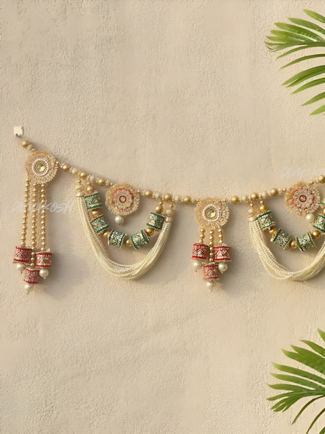 

Divyakosh Green & Pink Lotus Decoration Door Hangings, White
