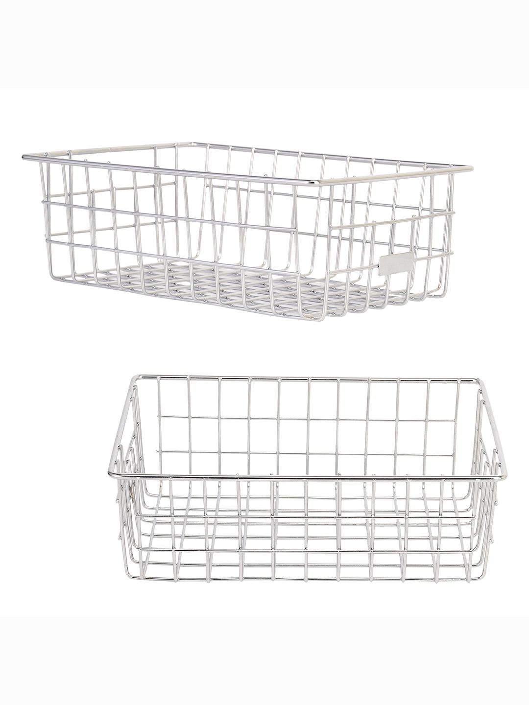 

Kuber Industries 2-Pcs Stainless Steel Basket With Handles Dish Rack, Silver