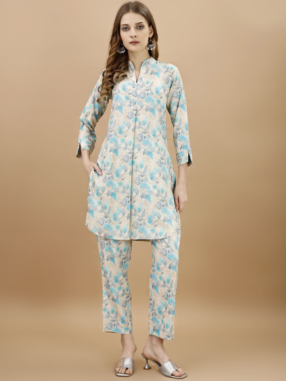 

Tikhi Imli Floral Printed Tunic With Trouser, Off white