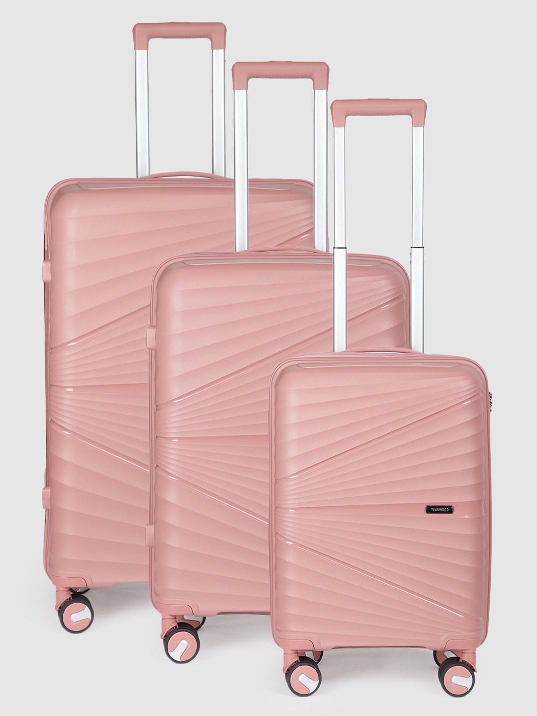 

Teakwood Leathers BRIDGE Set of 3 Textured Hard Sided Trolley Bag 191 L, Pink