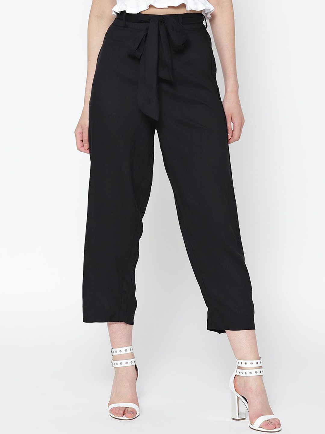 

Sera Women Loose Fit Parallel Trousers, Black