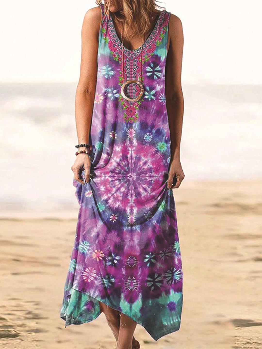 

StyleCast Printed Sleeveless A-Line Maxi Dress, Purple