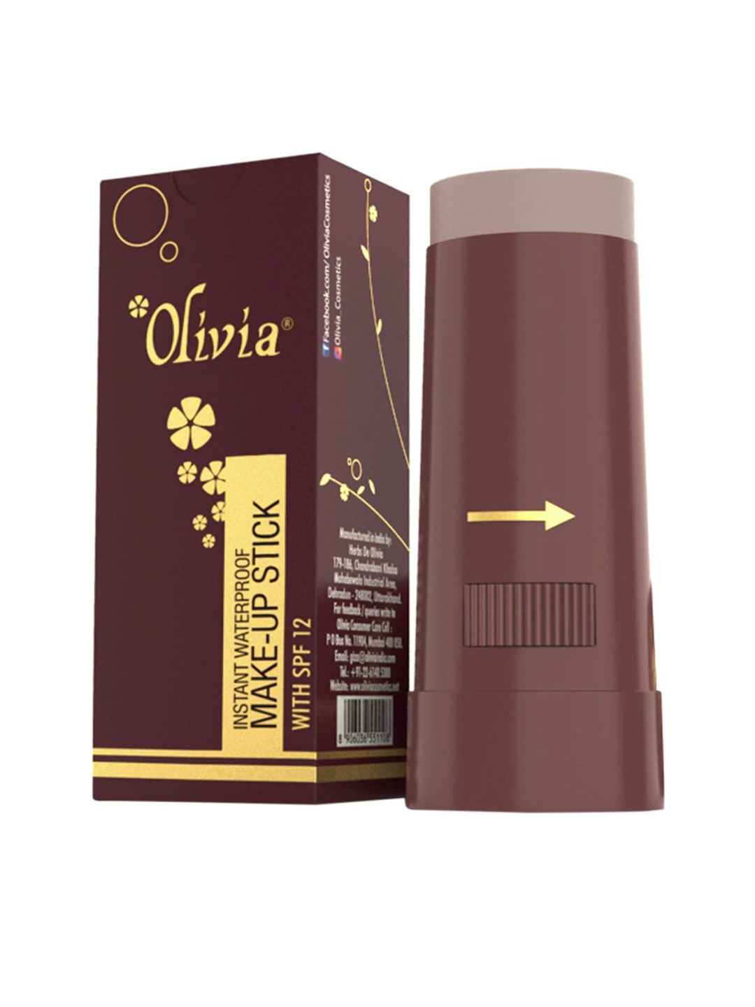 

Olivia Instant Waterproof Makeup Stick Concealer with SPF 12 - 15g - Natural 03, Purple