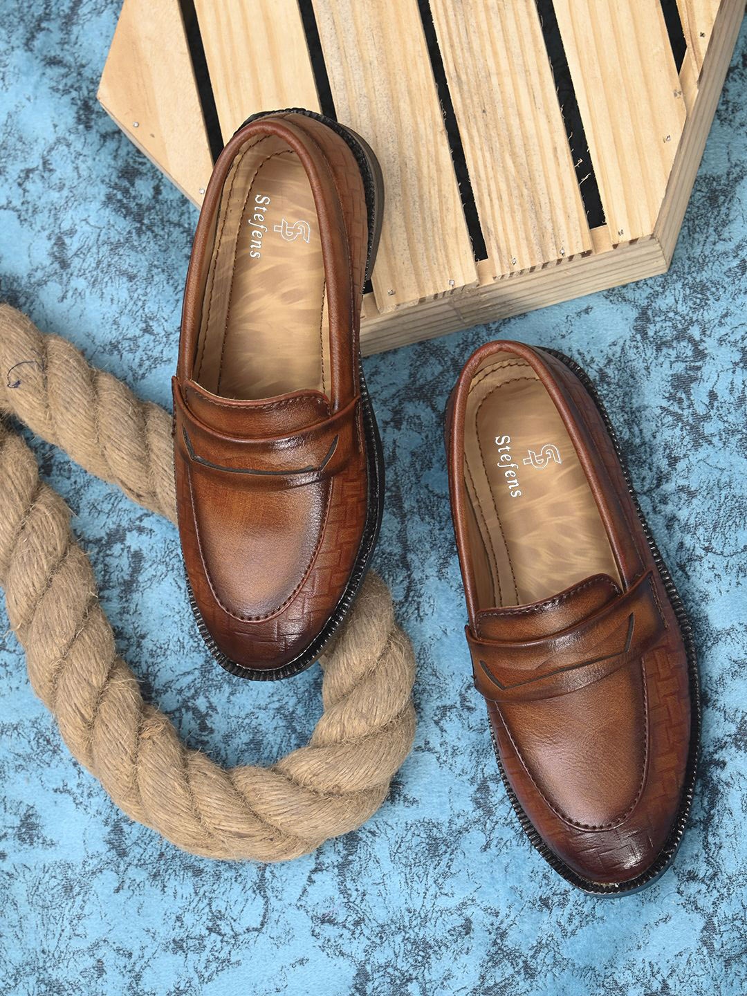 

STEFENS Boys Synthetic Leather Slip-On Casual Loafers, Tan