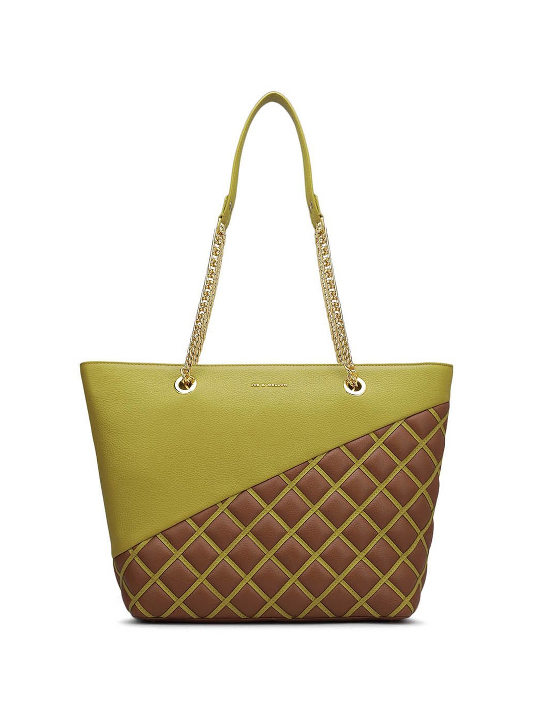 

Joe & Mellon Colourblocked Leather Shopper Shoulder Bag with Quilted, Green