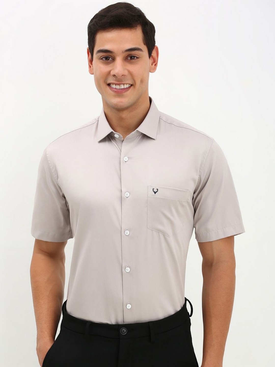 

Allen Solly Men Spread Collar Solid Cotton Slim Fit Formal Shirt, Beige