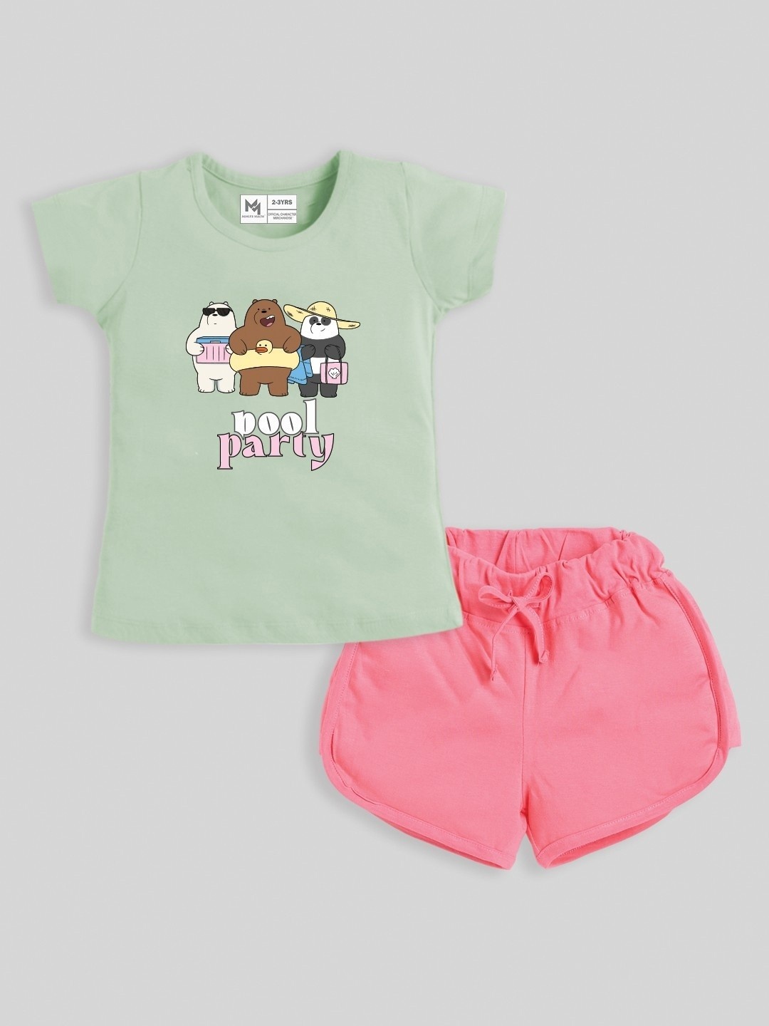 

YK X Minute Mirth Infant Girls Printed Pure Cotton Tshirt with Shorts, Green